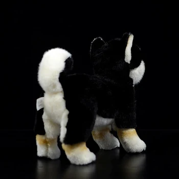 28cm Shiba Inu Viața Reală de Pluș în Picioare în Negru Japonez Cainele de Companie Papusa Moale Realiste Animal de Pluș Drăguț Jucării pentru Copii Cadouri de Craciun
