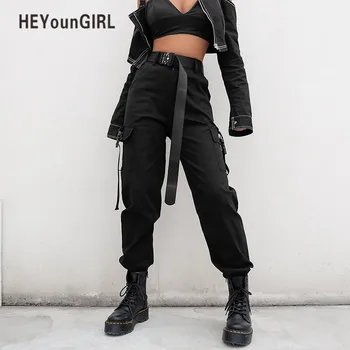 HEYounGIRL Streetwear Pantaloni Femei Casual Joggeri Negru Talie Mare Libertate De Sex Feminin Pantaloni Stil Coreean Doamnelor Capri Pantaloni