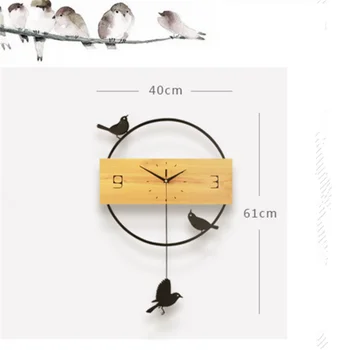 Nordic leagăn ceas de perete camera de zi creative simplu ceas din lemn decor acasă mut cuarț ceas acasă