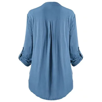 Womail Bluza Femei cu Maneci Lungi Elegante Munca de Birou Camasa de Mari Dimensiuni 5XL Bluza Buton Casual Femme Blusas Mujer de Moda 93