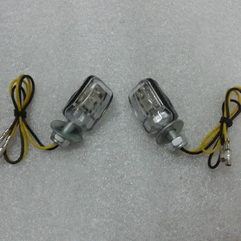 O pereche de Chihlimbar 12V Mini Turn Semnal de Lumină Indicatori Motocicleta Intermitent Argintiu/Negru 6 LED-uri Indicatoare de Semnalizare
