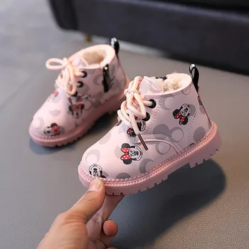 Disney Toamna Iarna Cizme Copii Mickey Mouse Baieti Copii Cizme De Zapada Bumbac Adidași Cald Pantofi Casual Pentru Fete Pantofi De Sport