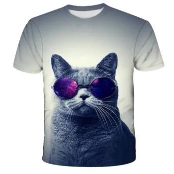 Vara Noi de Animale Drăguț Pisica Desene animate T-shirt de Imprimare 3D Băieți și fete Casual T-shirt Babys Amuzant tricou Copii Topuri O-Gât 4T-14T