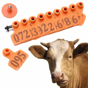 Animale Consumabile 1-100 Oi crotalie cu Laser Tip Cupru Capul Cercei de Animale de Fermă Animale de Cupru Porc Cercel Portocaliu 100buc
