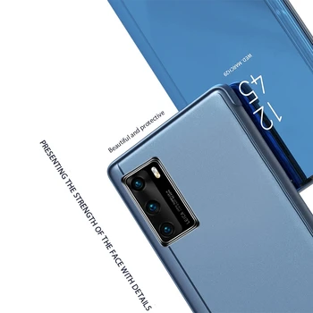 Smart View Oglinda Caz Telefon din Piele Pentru Huawei P8 P9 P10 P20 P30 P40 Pro Plus Lite Y5P Y6P Y7P Y8P Y9S Y9A Kickstand Flip Cover