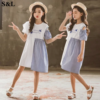 Dulce Nouă Copii, Copii De Moda Coreeană Stil De Îmbrăcăminte Fără Mâneci Rochie De Vara Fete, Cu Dungi Navy Vânt Sling Vesta Rochie