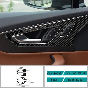 Fibra de Carbon Accesorii Auto Interior Mânerul Ușii Cadru Modificarea Decalcomanii Acoperi Ornamente Autocolante Pentru Audi Q7 SQ7 4M 2016-2019