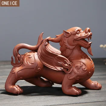 Ceramice nisip violet animal Dumnezeu ia sculptura Chineză stil Feng Shui acasa accesorii decorative set de Ceai de companie ornamente statuie
