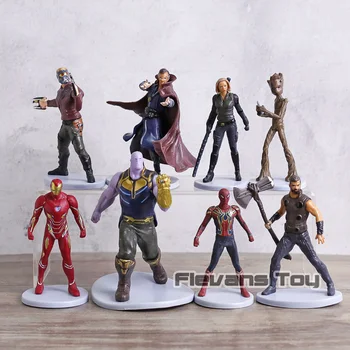 Marvel Avengers Infinity War Figurine Jucarii 8pcs/set Thanos Thor, Spiderman, Iron Man Stele Domnul Văduva Neagră Doctor Ciudat