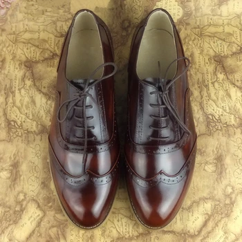 Barbati din piele pantofi oxford flats pantofi pentru barbati maro handmade vintage adidasi casual din piele pantofi plat 2020