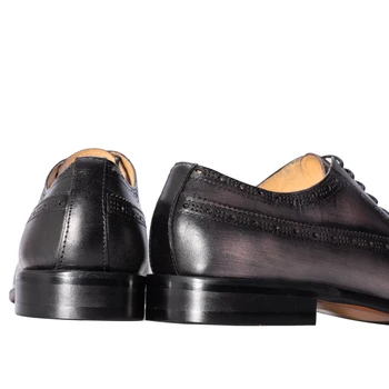 Mens Oxford Brogue Rochie De Mireasa Pantofi De Piele Manuală Culoare Gri Formale Stil Italian Noutate Birou Formale Casual Cap Toe Pantofi