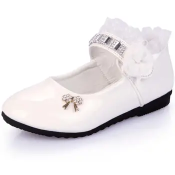 Flori Fete Pantofi de Primavara Toamna Princess Dantela PU Piele Pantofi Drăguț Bowknot Stras Pentru 3-11 Vârstele Copilul ShoesMoccasins
