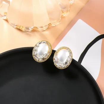 De Lux Placat Cu Perla Ovala Stud Cercei Pentru Femeile 2020 Bijuterii Noi De Personalitate Declarație De Epocă Cercei Cadouri