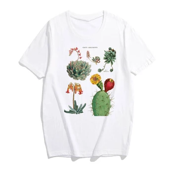 Original Planta Cactus T-shirt Femei Estetice Harajuku Epocă Kawaii Bumbac Plus Dimensiune Scurt Maneca Tee Cămașă Femme Streetwear