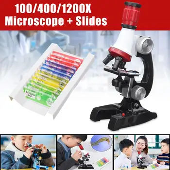 NOI Monocular 100X 400X 1200X Microscop +12x Pregătit lame de Microscop de Plante Animalia Specimen de Biologie Învățământ Jucărie pentru Copii