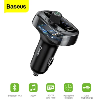 Baseus Transmițător FM Bluetooth Aux Incarcator Auto Kit Handsfree Player MP3 FM Modulator 3.4 Un Dual USB Rapid Încărcătoare de Telefon Mobil