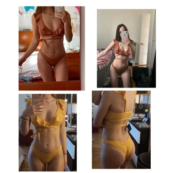 Noi Împinge până în 2020 Set de Bikini Femei Zburli Biquini Talie Joasa, Costume de baie Sexy Brazilian cu dungi de costume de Baie face baie Plaja maillot de bain
