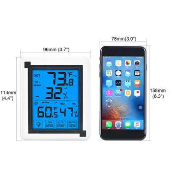LCD Tactil Digital Termometru Verticale Wireless Culoare Stație Meteo Cu Interior Temperatura Exterioară Alerte Inteligente