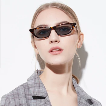 2018 Mic Ochi de Pisica Drăguț Sexy Retro ochelari de Soare pentru Femei Brand Design Mic Leopard Negru Vintage Ieftine Ochelari de Soare oculos 5123 R