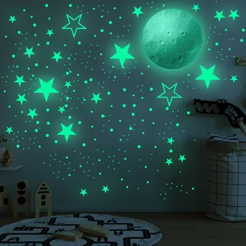 Tofok DIY Luminos 30cm Luna Planeta Stele Perete de Decorare Autocolant Autocolante Fluorescente Salon de Tavan Scari Ferestre care să lumineze în Întuneric