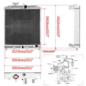 PQY - 52MM Full Aluminiu Radiator 3 Rând Pentru HONDA CIVIC B18C/B16A 32MM IN/OUT PQY-SX104