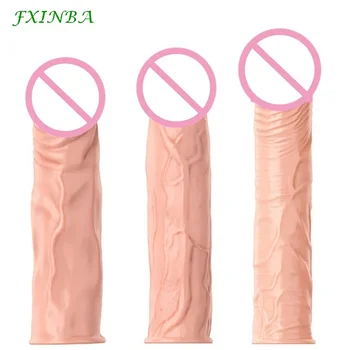 FXINBA Reutilizabile Prezervativ Pentru Bărbați Realist Penis Extender Maneca Masculin Extender Penis Enhancer Extindere de sex Masculin Penisul Jucarii Sexuale