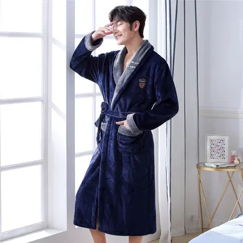 Casual, Plin De Oameni Halat De Baie Pijamale De Iarnă Ține De Cald Moale Kimono-Halat Rochia Homewear Confortabil Flanel Timp Îmbrăcăminte De Noapte Camasa De Noapte