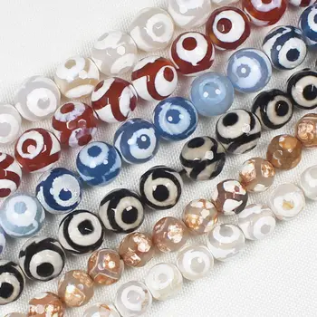Fațete/Buna Multe Culori 3 ochii Dzi Agate Margele Rotunde , Pentru DIY Colier Bracelat de Luare de Bijuterii !