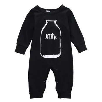 2020 nou stil Nou-născuți haine Fata Copil Haine băiat Copil Romper Bumbac negru Sticla de imprimare Maneca Lunga Unisex de Îmbrăcăminte pentru Sugari