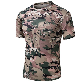 Compresa Tactice tricou Barbati iute Uscat Militar Armata Vânător de Luptă Mens Strans Camasa cu Maneci Scurte în aer liber, Haine de Camuflaj Tee