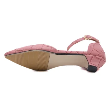 YAERNI 2019 Femei Retro Tocuri mici Pantofi Femei de Moda a Subliniat Toe Dulce Rochie de Petrecere OL Pompe Plus dimensiune 35-42 Glezna StrapE812