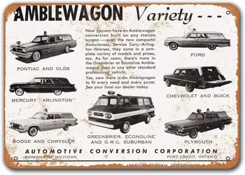 1961 Amblewagon Dricuri și Ambulanțe, Mașini de Epocă Tin Semne, Sisoso Plăci Metalice Poster Pub Peștera Retro Decor de Perete
