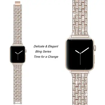 Femei Diamante Curea Pentru Apple Watch Band 38mm 42mm 40mm 44mm curea din otel inoxidabil pentru iWatch trupa seria 5 4 3 2 Brățară de Metal