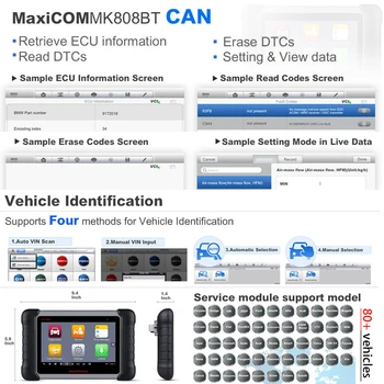 2019 mai Noi Maxiscan MaxiCOM MK808BT OBD2 Scanner Instrument de Diagnosticare Auto Auto IMMO/EPB/SAS/BMS/TPMS/DPF Versiune Imbunatatita a MK808