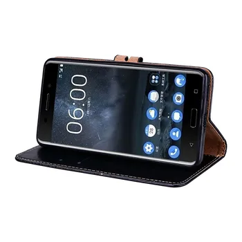 Rezervați Caz Pentru Nokia 6 Lux Portofel din Piele PU Caz Flip Pentru Nokia 6 Silicon Moale Capacul din Spate de Afaceri Stil de Caz
