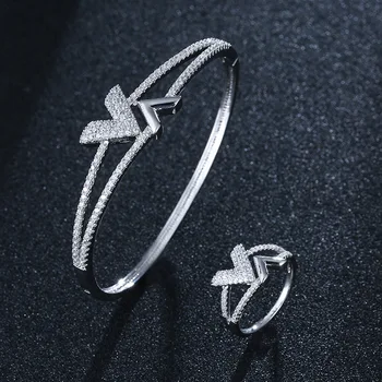 CIBo Europene și Americane hipster exagerat V brățară inel costum popular contractate de cupru inlay zircon femei accesorii