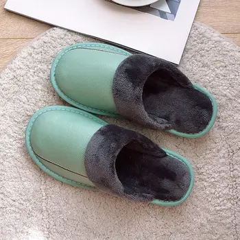 Fuzzy slide-uri de iarna pentru femeie de pluș, papuci de casa pantofi femei catifea piele naturala papuci unisex pantofi de cald