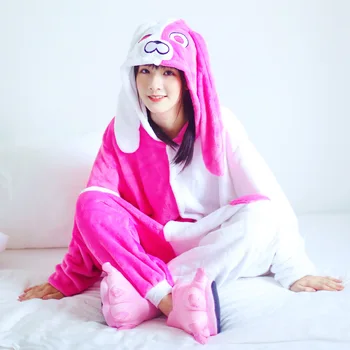 Femeile Iepure Kigurumi Scutec Pentru Adulți Lungi Urechi De Iepuras Animal Înger Pijamale Desene Animate Dintr-O Bucata Pijama Halloween Cosplay Costum