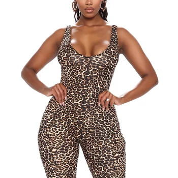 Femei Leopard Print Romper Sling Salopeta de Vara pentru Femei Îmbrăcăminte fără Mâneci Slim Fit Romper Backless O Bucată Salopeta