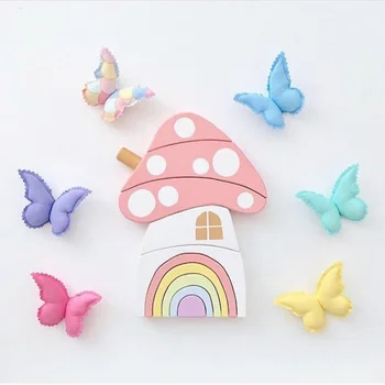 Din Lemn Colorat Curcubeu Ornamente Camera Pepinieră Decor Camera Pentru Copii Home Decor Rainbow Blocuri Nordic Decor Jucarii Pentru Copii
