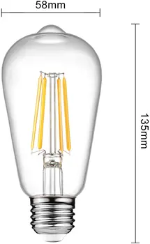 LED-uri Becuri Edison Stil Vintage 4W Echivalent Non-Reglabile de Înaltă Luminozitate Alb Cald 2700K ST64 Antic Filamente de Becuri E27