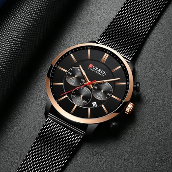CURREN Brand de Lux de Moda Cuarț Ceas Barbati Ceas de Cauzalitate Ceasuri Sport Barbati Cronograf si Data-Ceas de mână cu Plasă de Oțel