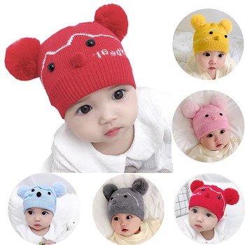 Copil Pălărie De Iarnă Copii Drăguț Urs Beanie Cap Infant Toddler Băieți Fete Muts Copii Solid Tricotate Pălării Calde Foto Recuzită Cadou De Crăciun