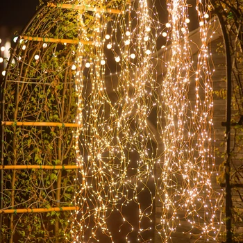 LED Zână Viță-de-vie Sârmă de Cupru Șir Lumina 2M 5 Ramură 100leds Baterii Pom de Crăciun lumini de Petrecere Pentru Nunta Festival