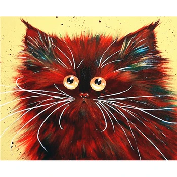 Pictura Pe Panza De Serie Cu Cadru 40x50 Pisica Pentru Adulți DIY Meșteșug Kituri de Vopsea pe bază de Acril De Numărul Culoare Desen de Decor Acasă de Artă