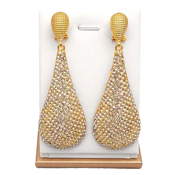 De lux Dubai bijuterii de aur pentru femeile rochii de Mireasa cercei de cristal elegant lung earringgs Accesorii rochie indian bijuterii