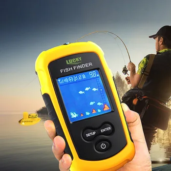 Noroc FFCW1108-1 Wireless Portabil Sonar Fish Finder Echo sounder findfish mai adânc pescuit de Alarmă cu 2.0 inch LCD Display