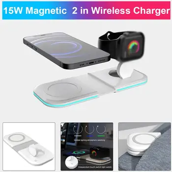 2 în 1 Încărcător Wireless 15W Pentru iPhone12 iWatch airpods magsafe incarcator Pentru Apple Qi Wireless Charging Station pentru iphone 12pro