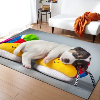 Drăguț Câine Camera Copiilor Podea Covor Zonă Imprimate 3D Joc de Animale Mat Flanel Anti-alunecare Bucătărie Noptiera Camera de zi Covor Covor