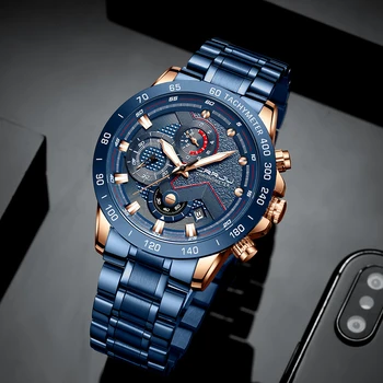 Mens Ceas de Lux de Top de Brand CRRJU Ceas de Moda Sport rezistent la apă, Cronograf Bărbați Satianless Oțel Ceasuri Relogio Masculino